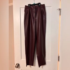 Express super high rise Burgundy faux Leather Pants